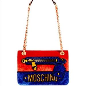 Moschino Velvet Convertible Shoulder Bag